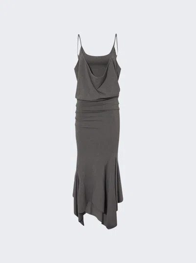 Attico Asymmetric Midi Dress Grey