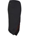 Attico Ribbed Waist Midi Skirt With Side Slit In Black