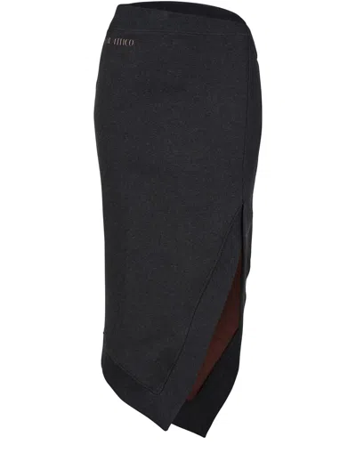 Attico Asymmetrical Midi Skirt In Grey