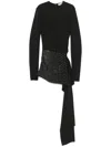 Attico Mini Dress With Thermostrass Studs And Asymmetric Hem In Black