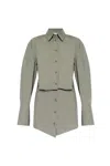 Attico Shirt Dress With Tailored Silhouette And Elegant Button Detail In Grey