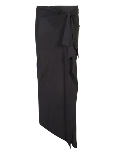 Attico Asymmetric Skirt In Black
