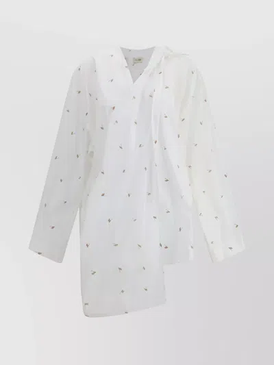 ATTICO ASYMMETRIC V-NECK DRESS WIDE SLEEVES