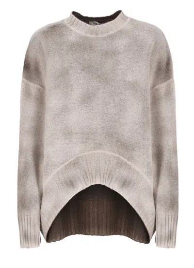 Attico Asymmetric Wool And Cashmere Blend Sweater In Beige