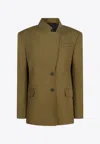 Attico Asymmetric Wool Blazer In Green