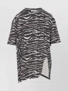 Attico Asymmetric Zebra Print Crewneck Top