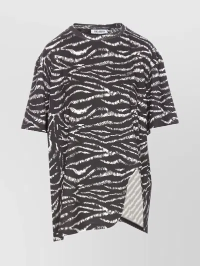 ATTICO ASYMMETRIC ZEBRA PRINT CREWNECK TOP