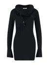 Attico Knee Length Dress Featuring Button Detailing In Black