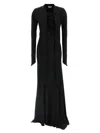 Attico Asymmetrical V-neck Dress With Flared Train In Black