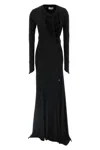 Attico Asymmetrical V-neck Dress With Flared Train In Black