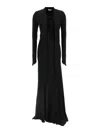 Attico Draped Long Sleeves Floor-length Dress In Black
