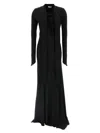 Attico Asymmetrical V-neck Dress With Flared Train In Black
