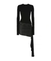Attico Mini Dress With Thermostrass Studs And Asymmetric Hem In Black