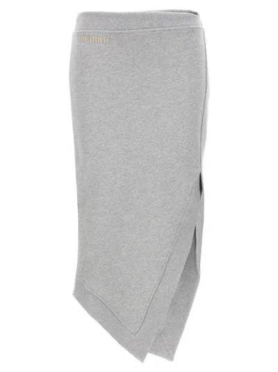 Attico Asymmetrical Fleece Midi Skirt In Gray