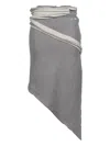 Attico Asymmetrical Frayed-edge Midi Skirt In Gray