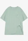 Attico Asymmetrical Logo-printed Crewneck T-shirt In Green