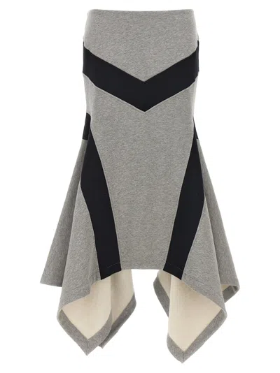 Attico Asymmetrical Long Skirt In Gray