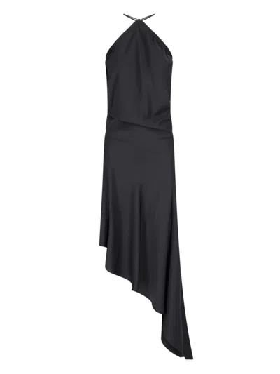 Attico Asymmetrical Midi Dress In Black  