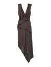 Attico Asymmetrical Midi Dress With Twisted Detail In Gray