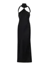 Attico Asymmetrical Midi Dress With Raw Edge Detail In Black