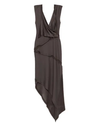 ATTICO ASYMMETRICAL MIDI DRESS WITH TWISTED DETAIL THE ATTICO