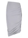 Attico Ruched Knee Length Skirt With Side Gathering In Gray