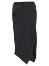 Attico Ribbed Waist Midi Skirt With Side Slit In Gray
