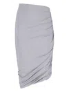 Attico Ruched Knee Length Skirt With Side Gathering In Gray