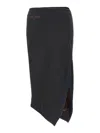 Attico Ribbed Waist Midi Skirt With Side Slit In Grey