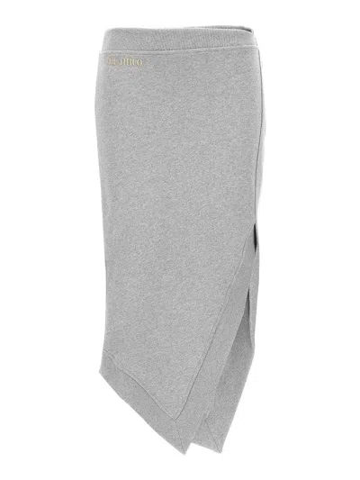 Attico Melange Grey And Beige Midi Skirt