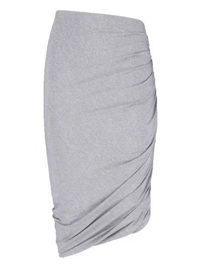 Attico Asymmetrical Midi Skirt With Draped Details In Gray