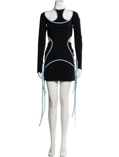 Pre-owned Attico Asymmetrical Mini Dress In Black