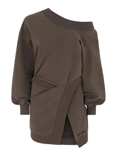 Attico Asymmetrical Mini Dress In Brown