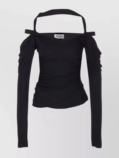 ATTICO ASYMMETRICAL OFF-THE-SHOULDER RUCHED DETAILING TOP