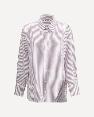 Attico Asymmetrical Strip Shirt In Pink