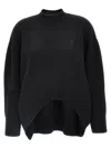 Attico Uneven Knit Sweater Dropped Shoulders In Black