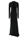 Attico Asymmetrical V-neck Dress With Flared Train In Black