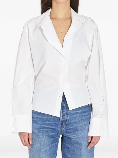 Attico Asymmetrical V-neck Shirt In White