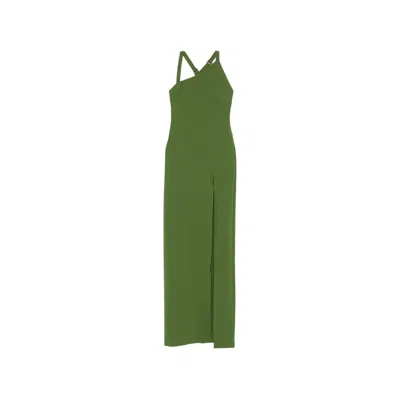 Attico Asymmetric-neck Maxi Dress In Neutral