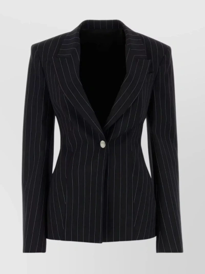 Attico Pinstripe Single-breasted Blazer Jacket In Black