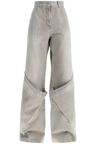 Attico Baggy Jeans With Pockets In Grey