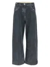 Attico Baggy Leg Cotton Denim Jeans In Black