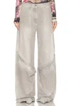 Attico Washed Wide-leg Jeans In Gray