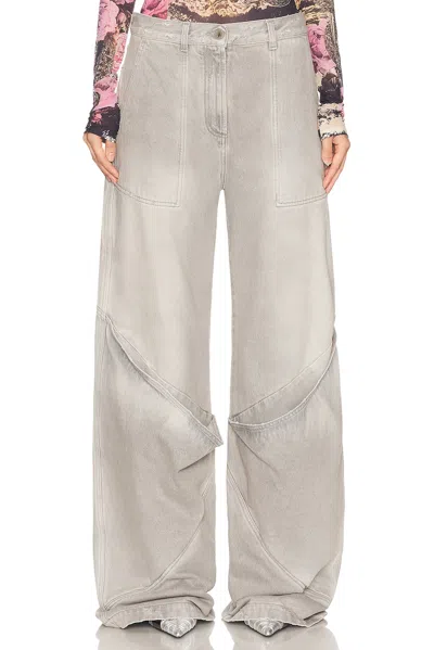 Attico Gray High-rise Wide-leg Denim Pants