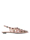 Attico Grid Embellished Slingback Flats In Beige