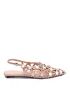 Attico Grid Embellished Slingback Flats In Neutral