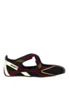 Attico 'nomad' Bordeaux Ballet Shoes With Criss-crossed Straps And Mesh Panels