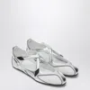 Attico Cross Strap Mesh Ballet Flats Round Toe In Silver