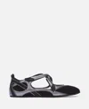 Attico Contemporary Black Ballerinas With Crisscross Straps In Black
