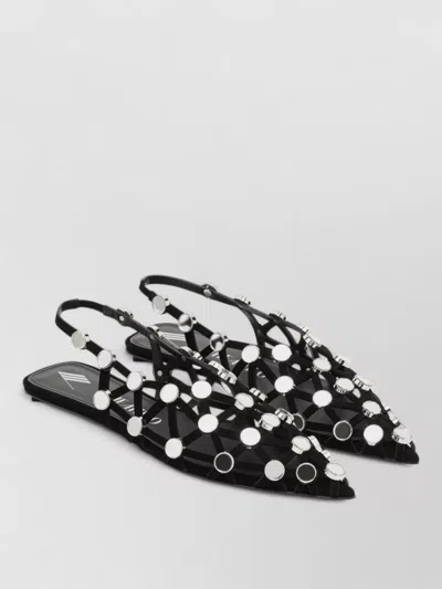 Attico Ballerina Shoes Embellished Design Flat Sole In Black